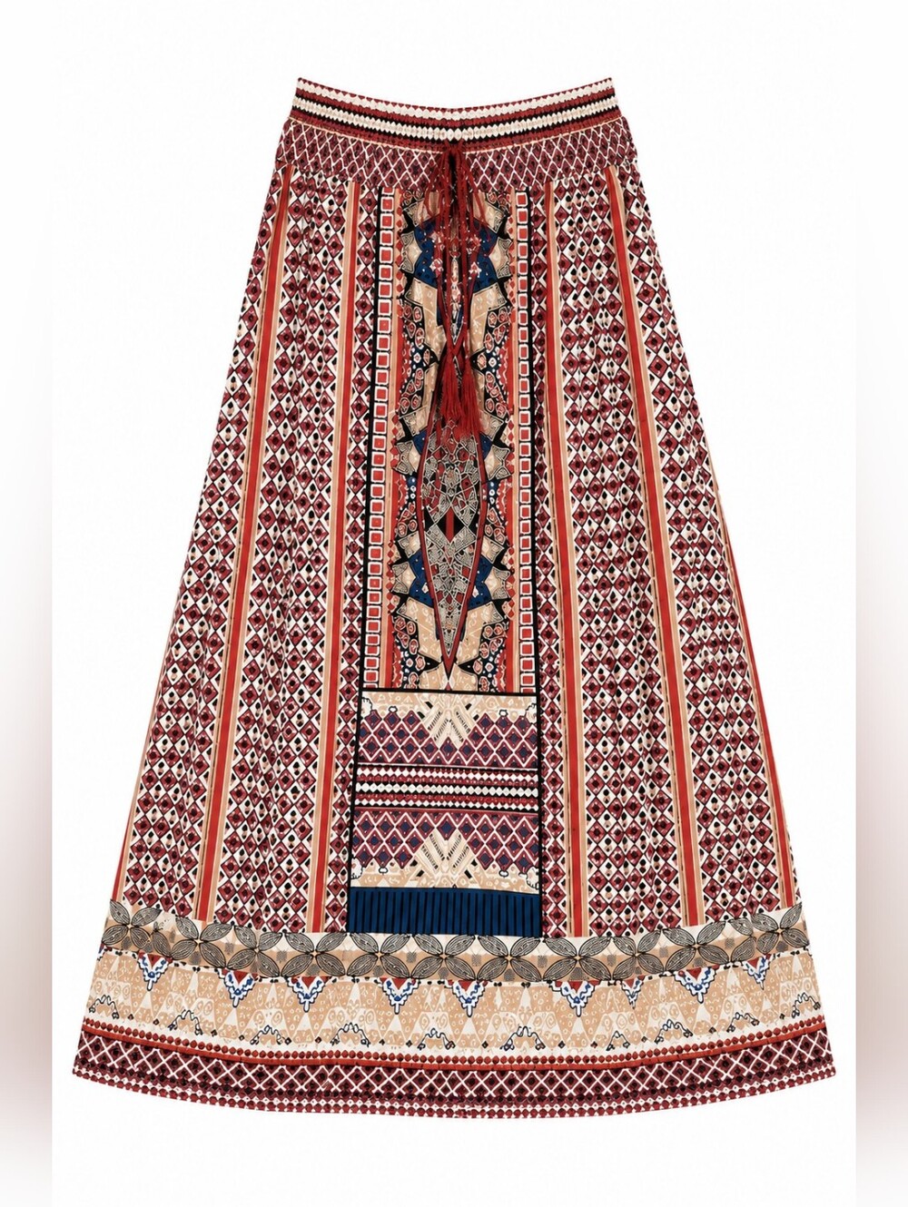 Mix Nouveau Boho Southwestern Tribal Print A-line Maxi Skirt Women Size Large - Picture 4 of 16